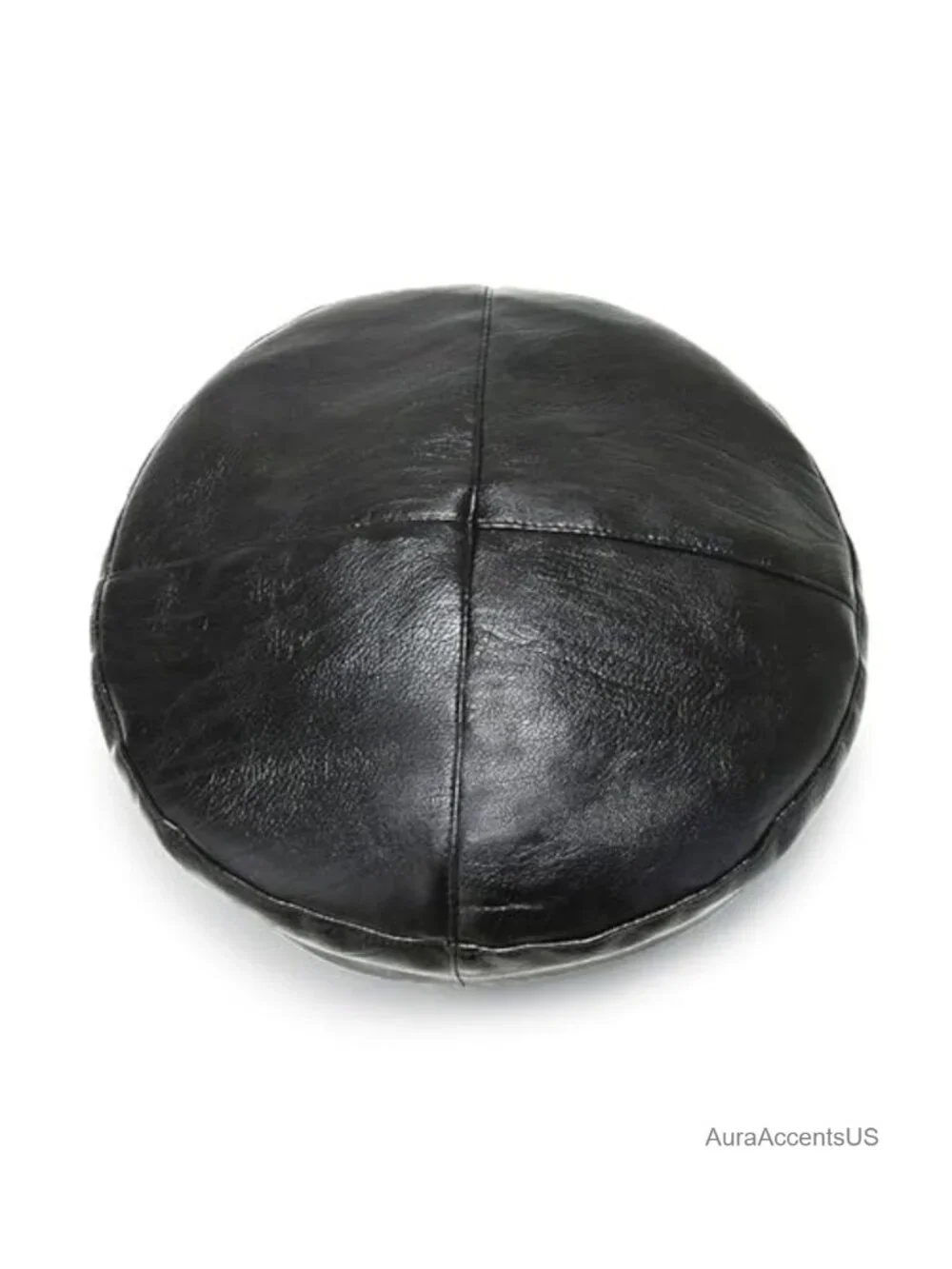 PU Leather Beret Hat Solid Color French Slouchy Tam Cap